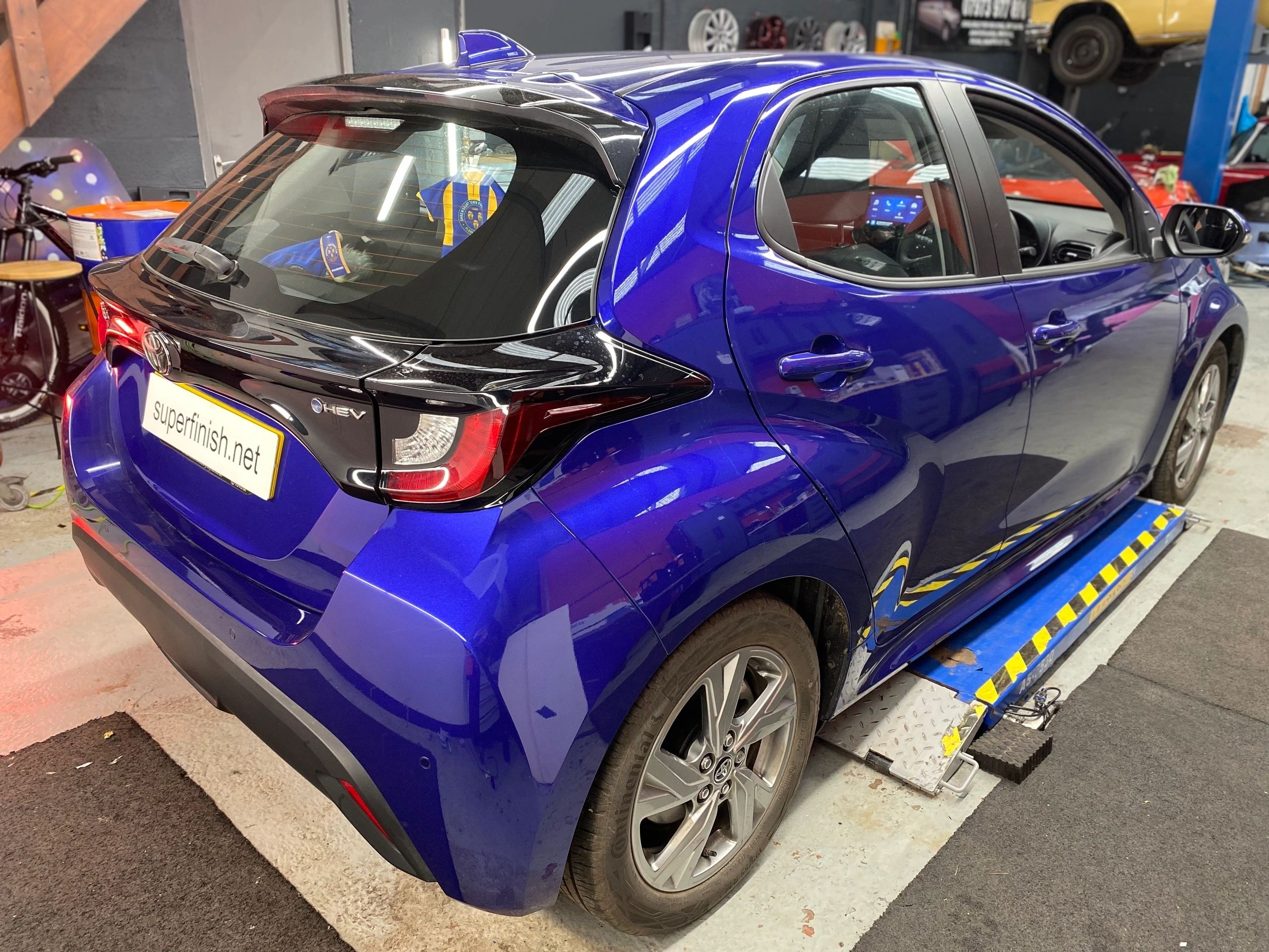 Blue hatchback tinting